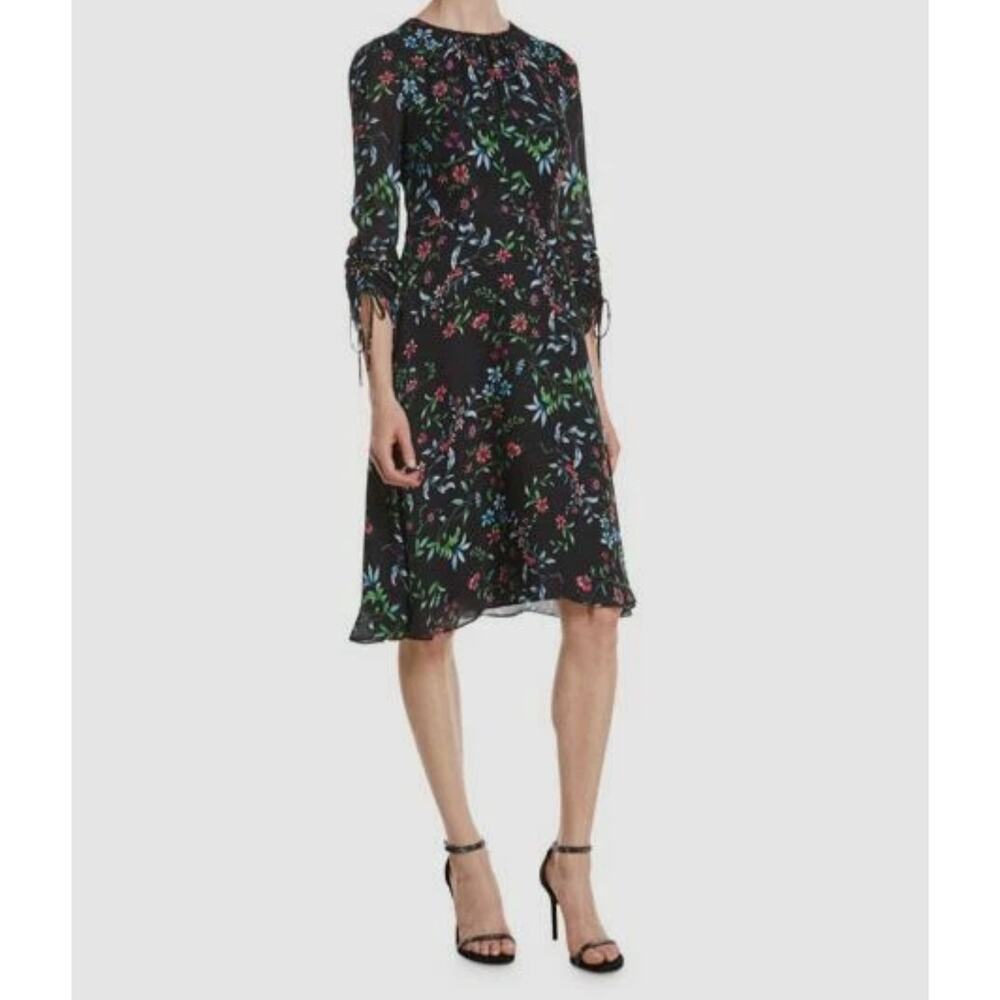 Milly Diana Silk Dress size 8 Black Floral New Fit and flare Cocktail - Picture 16 of 16